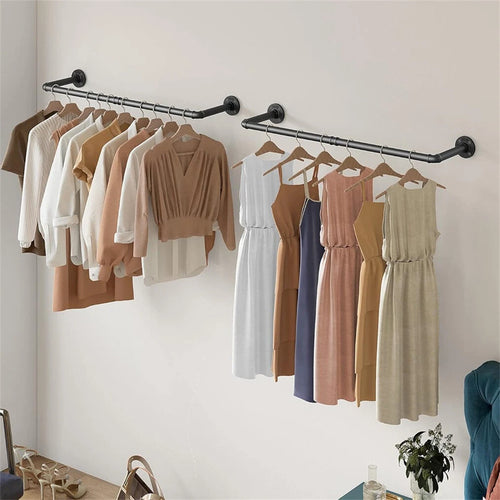 2X Super Strong Bearing Metal Pipe Clothes Rack Clothes Hanger Pole Garment Bar
