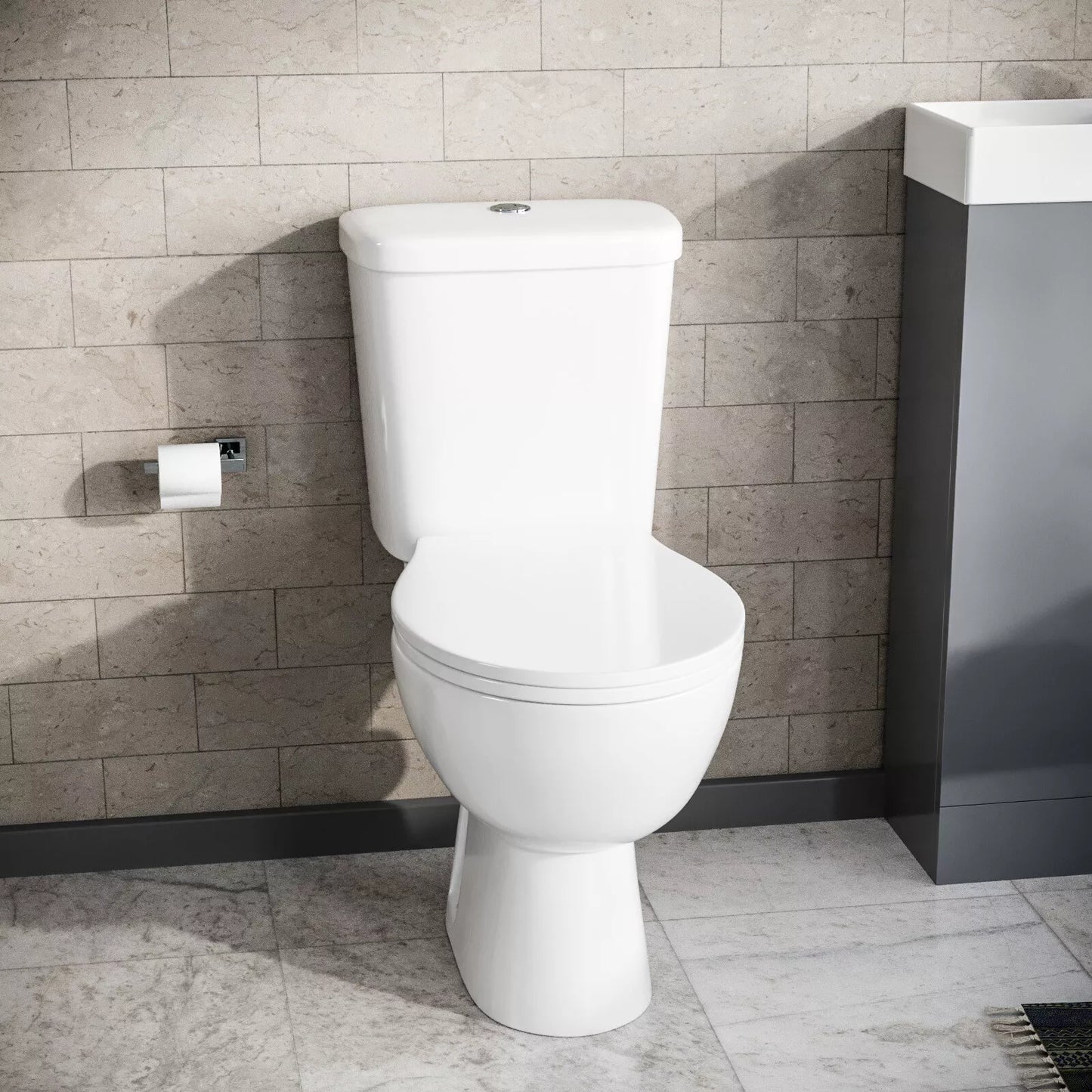 Nes Home Close Coupled Toilet Bathroom WC Pan, Toilet Seat & Cistern