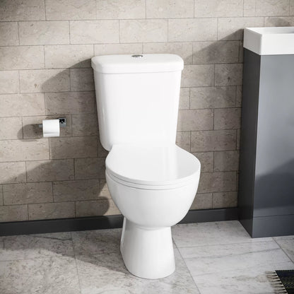 Nes Home Close Coupled Toilet Bathroom WC Pan, Toilet Seat & Cistern
