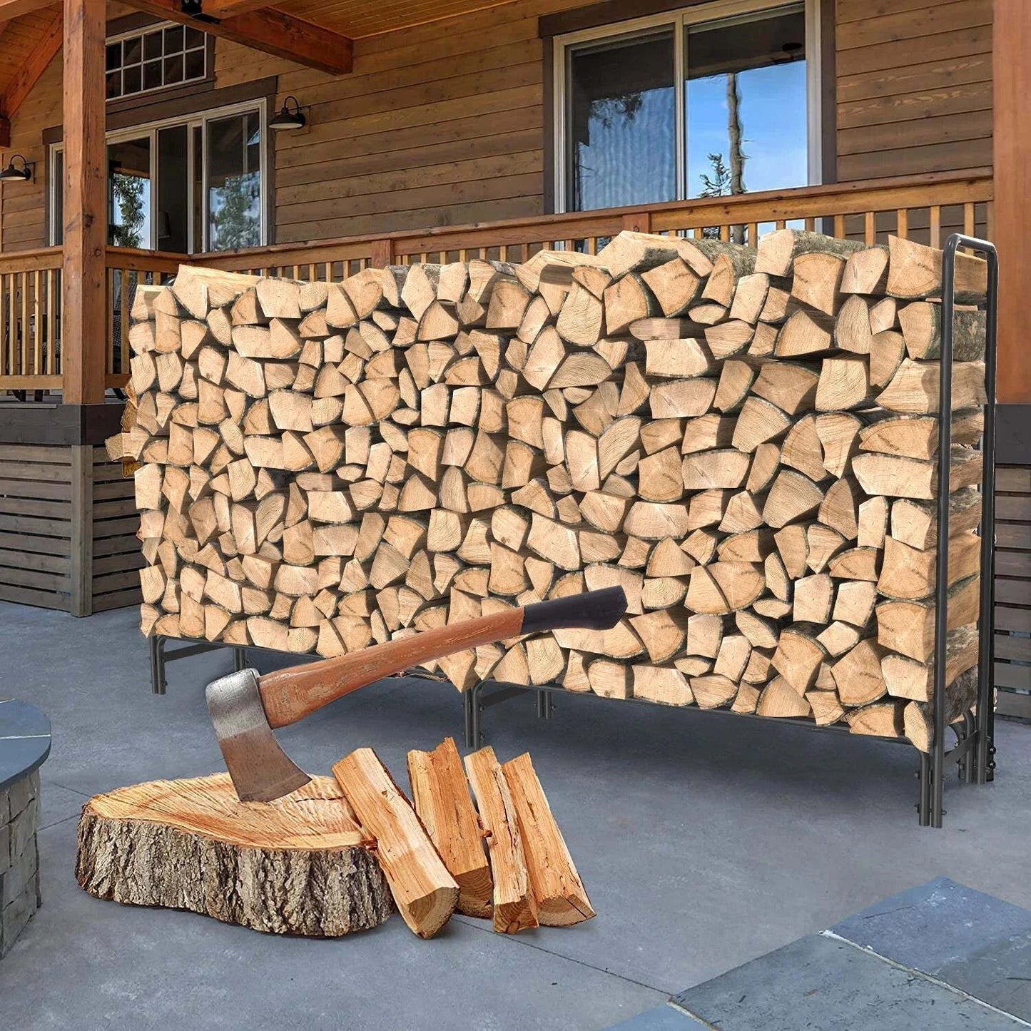 Outdoor Firewood Log Pile Rack Heavy Duty Wood Storage Organiser Holder Stand