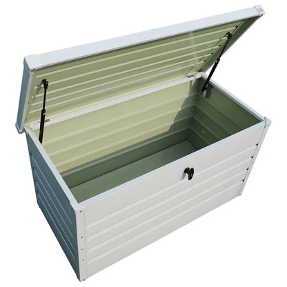 400L Outdoor Garden Storage Metal Steel Chest Cushion Box Case Shed Sit-On Lid