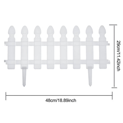 4,8,12 PCS White Plastic Picket Fencing Wooden Effect Lawn Border Edge Garden Edging