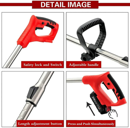 Electric Strimmer Grass Trimmer Weed Cutter Garden Edger 21V Cordless 2 Battery