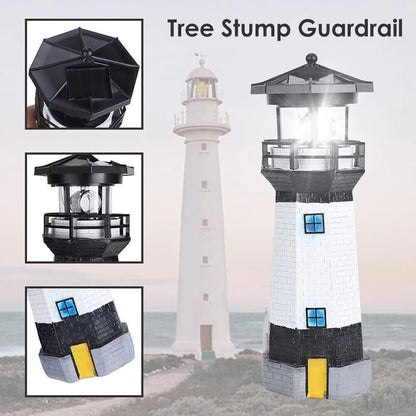 Solar Powered Lighthouse Rotating Led Garden Light House Decoration Ornament UK