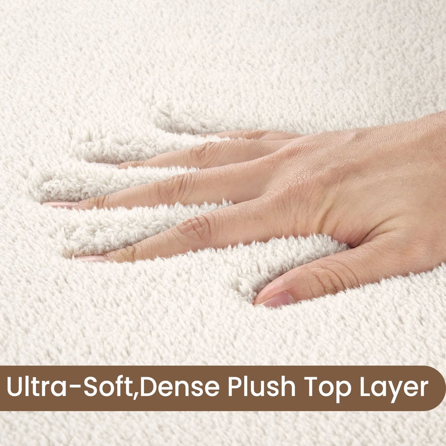 Cream Fluffy Anti-Slip Mat Living Room Bedroom Rug Carpet