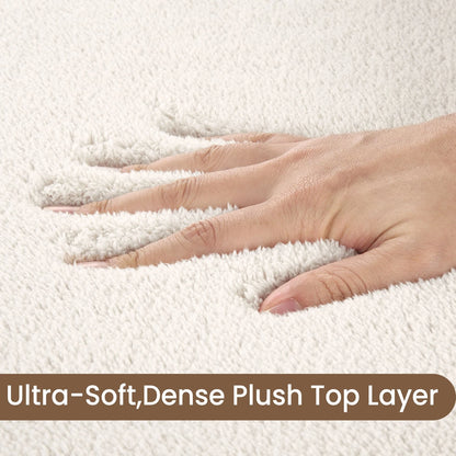 Cream Fluffy Anti-Slip Mat Living Room Bedroom Rug Carpet