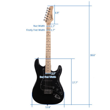 Glarry GST Electric Guitar W/ Pickguard 3 Single Pickup Bag Strap Wire Plectrum