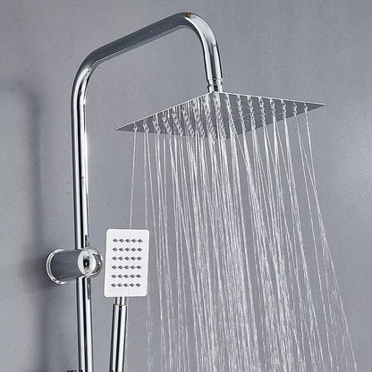 Shower Kit Twin Head 2 Mixer Shower Heads Rail Hose Riser Square Bathroom Set