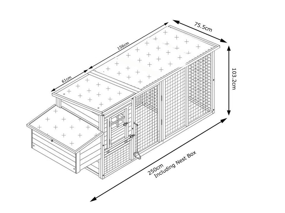 LARGE 8FT CHICKEN COOP HEN POULTRY ARK HOUSE HUTCH RUN NEST