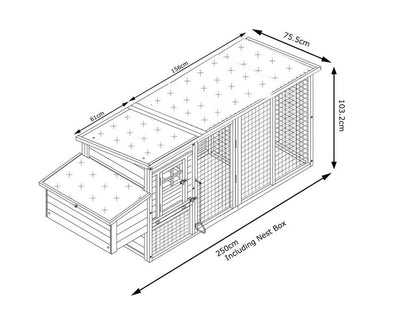 LARGE 8FT CHICKEN COOP HEN POULTRY ARK HOUSE HUTCH RUN NEST