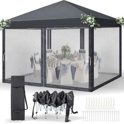 3X3M Heavy Duty Pop-up Gazebo Garden Canopy Tent W/ Detachable Mosquito Netting