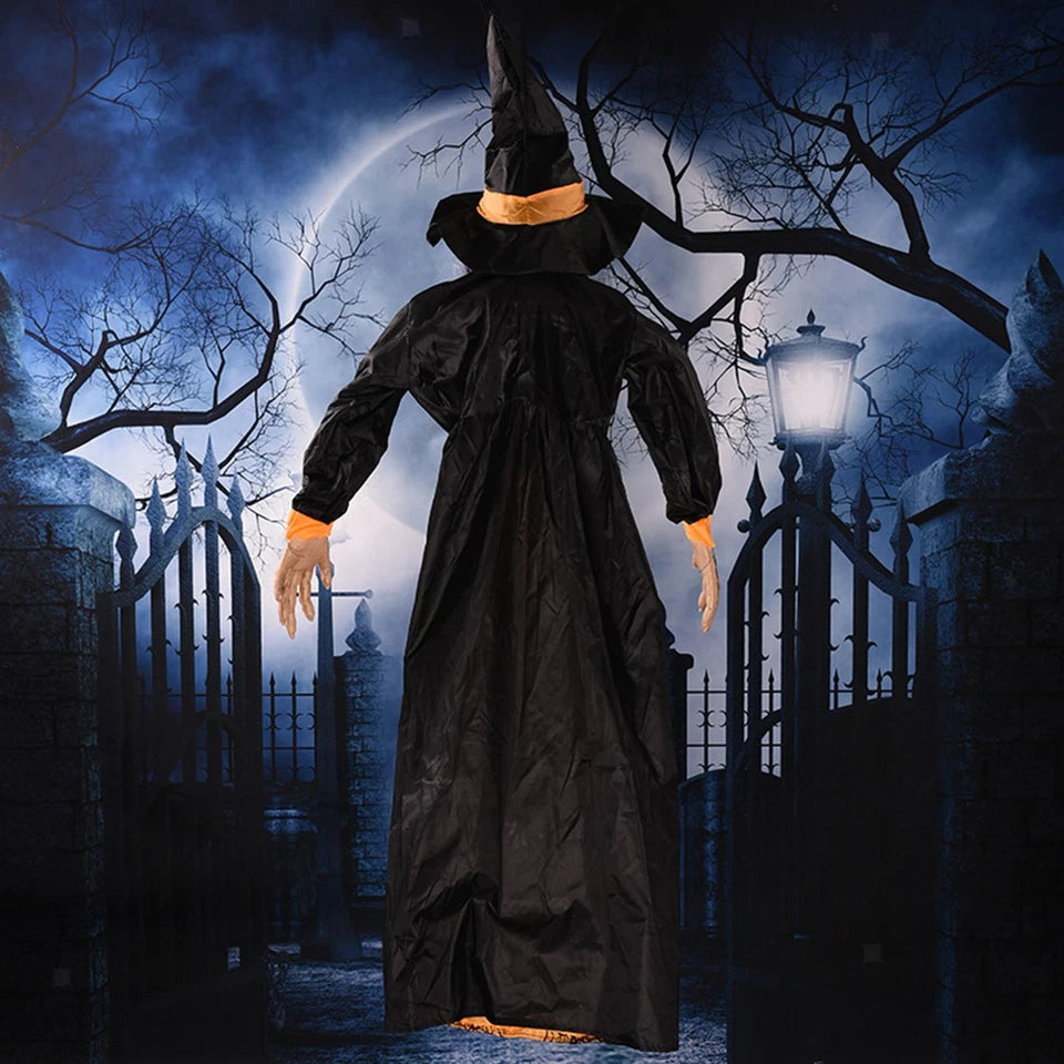 Halloween Hanging Witch Horror Witch with Red Eyes Prop Lighted Scream Witch