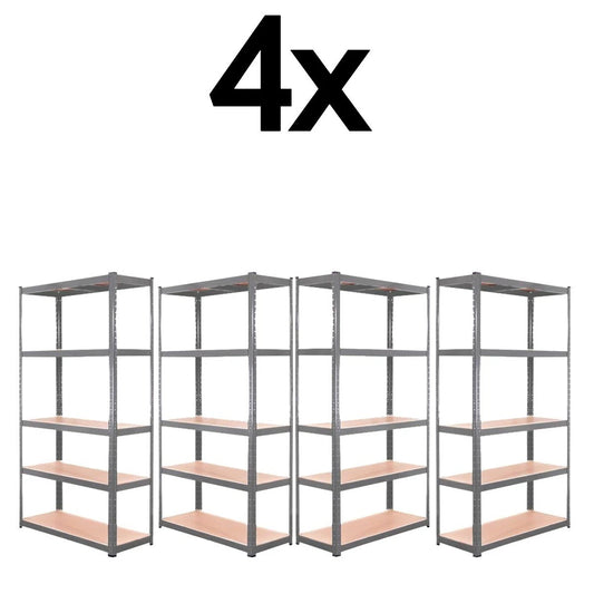 4x Metal 5 Tier Garage Shelves Shelving Unit Racking Storage 180 x 90 x 40cm