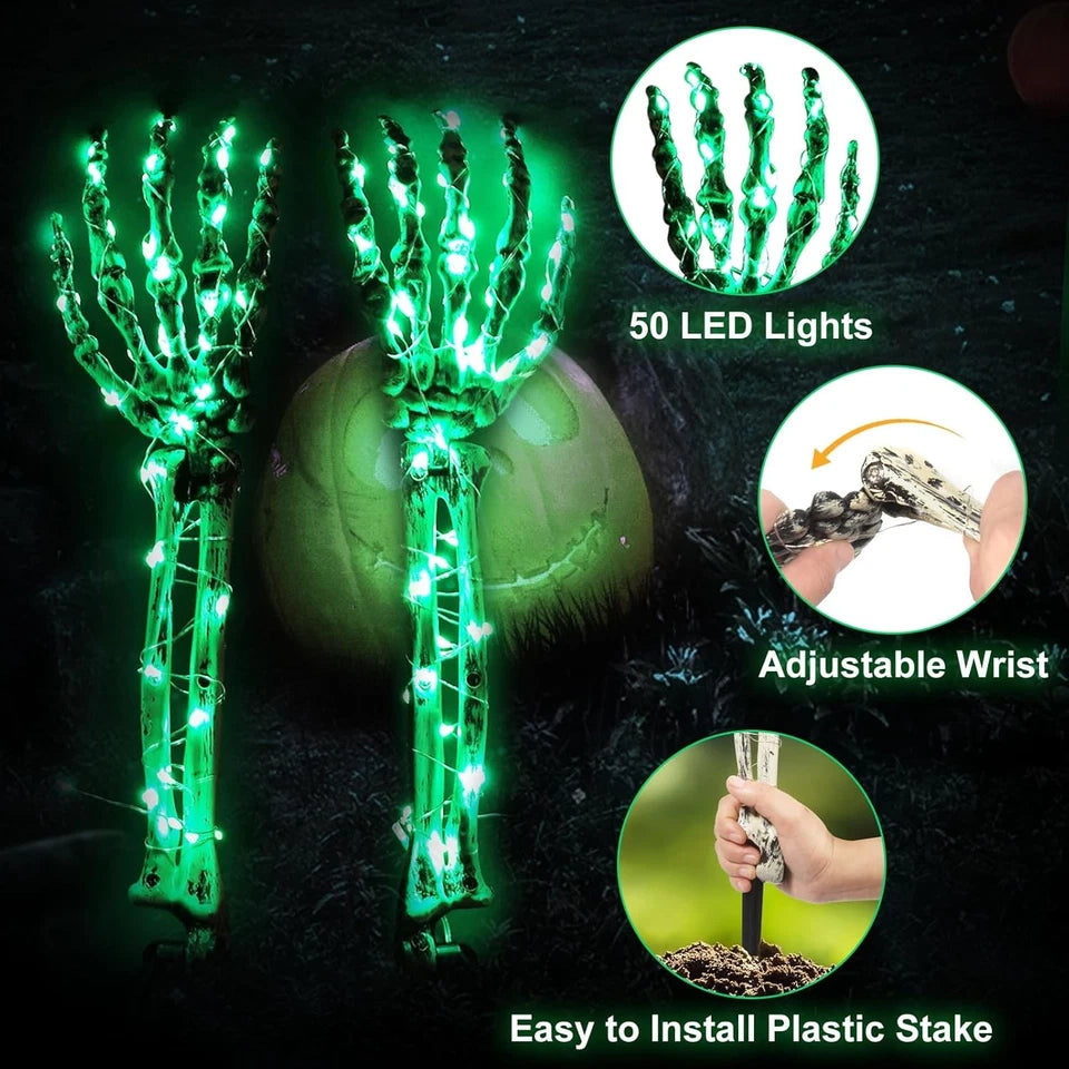 Large Ground Breaking Skeleton with Light Up Eyes Halloween Decoration Prop