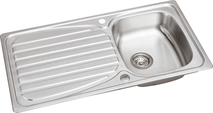 Stainless Steel Single Bowl Inset Kitchen Sink Left Hand Modern Drainer Wastes