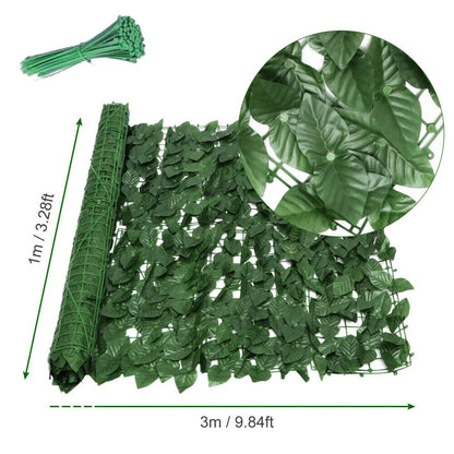 Artificial Hedge Fake Ivy Leaf Garden Fence Privacy Screening Roll Wall Panel 18x2m