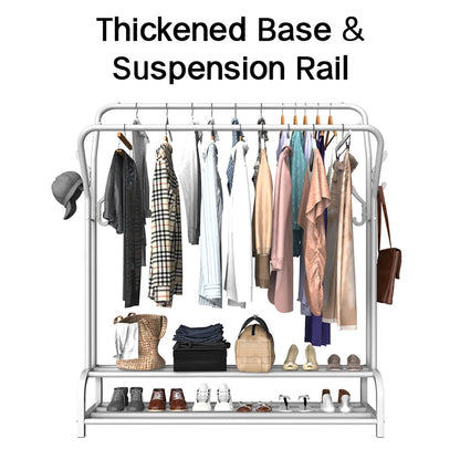 Heavy Duty Metal Double Rail Clothes Garment Hanging Rack Shelf Display Stand UK