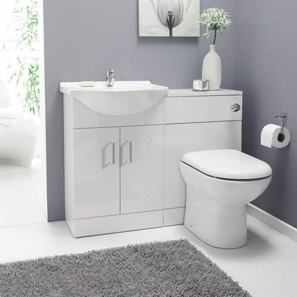 Bathroom Vanity Unit Furniture Suite Cabinet Toilet Basin Back To Wall WC 1050mm