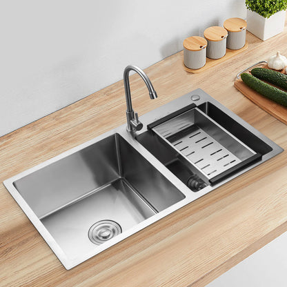 Double Bowl Stain less Steel Drop in Kitchen Sink Dish Washer Vegetable Sink