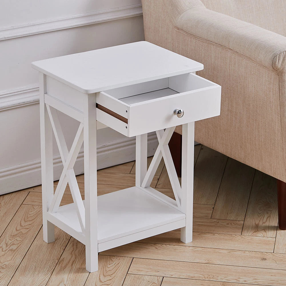 Bedside Table Cabinet Nightstand Small Side End Table Storage Drawer Organizer