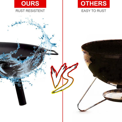 24" Round Fire Pit Folding Patio Garden Bowl Outdoor Camping Heater Log Burner