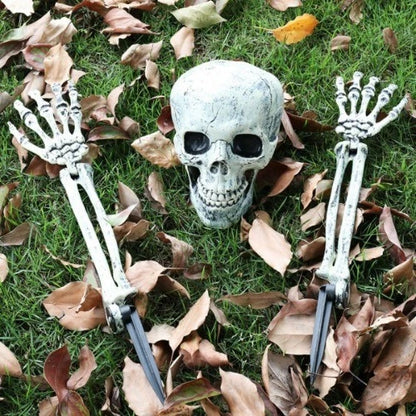 Skeleton Bones Prop Ground Breaking Scary Halloween Decoration Human Skull Party