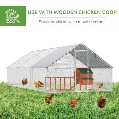 Walk In Chicken Run Galvanized Chicken Coop Hen House w/ Water-Resist Cover
