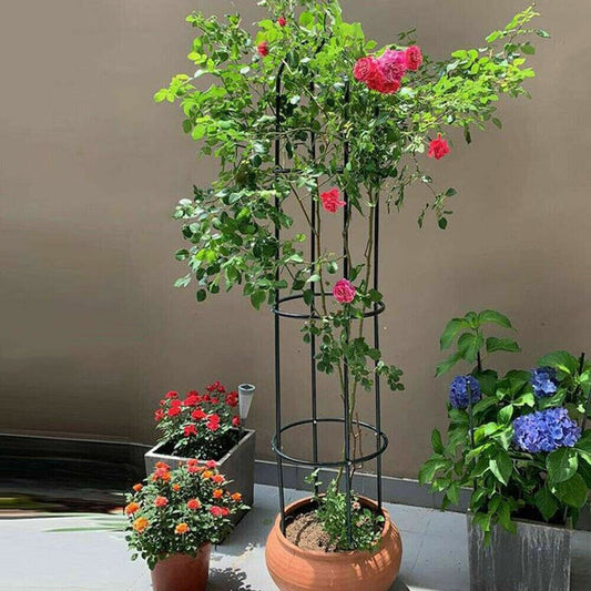 1.9M GARDEN OBELISK BLACK METAL OUTDOOR TRELLIS CLIMBING PLANT SUPPORT FRAME