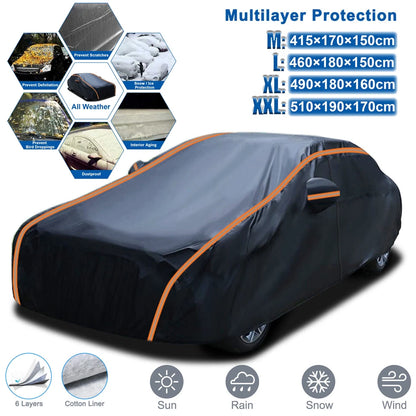 Waterproof 6 Layer Car Cover Heavy Duty Cotton Lined UV Protection