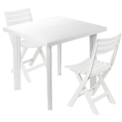 5PCs White Plastic Garden Dining Table with Chairs Set Patio Deck Outdoor Furniture