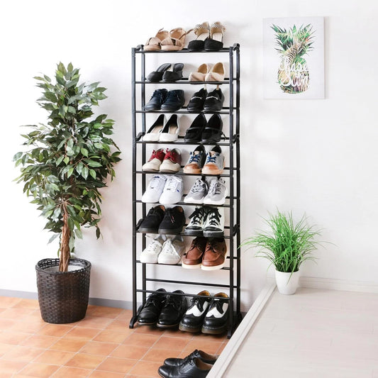 10 Tier Shoe Rack Stand Footwear Organiser Storage Metal Shelf 30 Pairs Unit