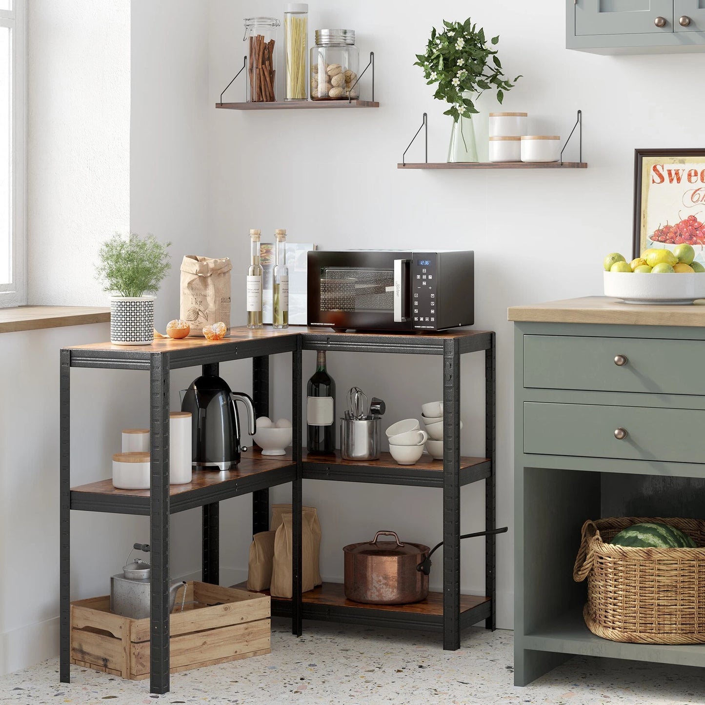 Shelving Unit 650kg Load Capacity Industrial Adjustable Rustic Brown