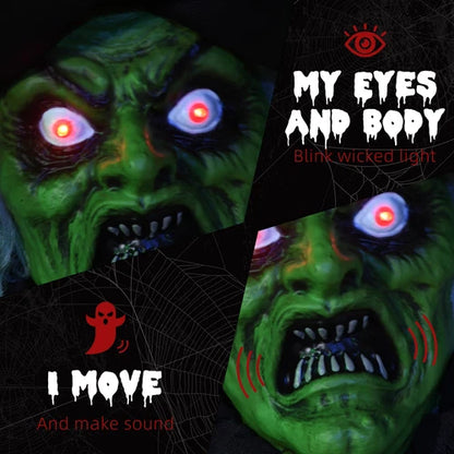 6ft Animated Halloween Witch Prop Outdoor Decoration with Glowing Eyes & Hear