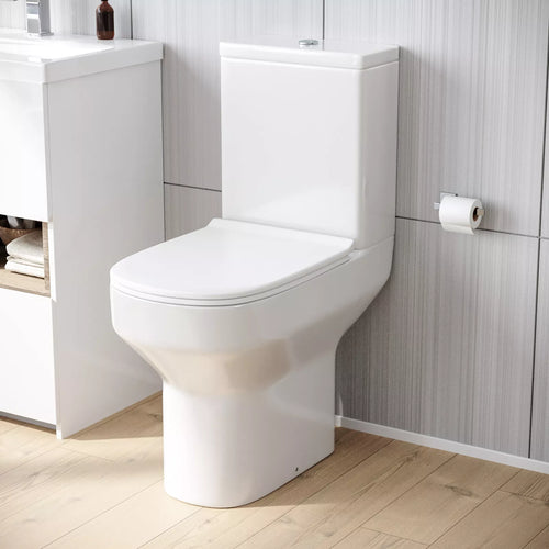 Nes Home Modern Comfort Height Close Coupled Toilet & Cistern & Soft Close Seat