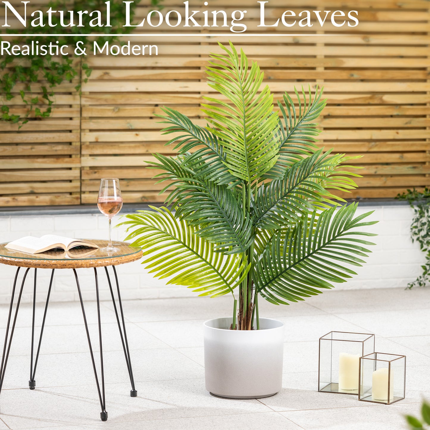 Artificial Areca Palm Tree Natural Looking Faux Plant in Pot