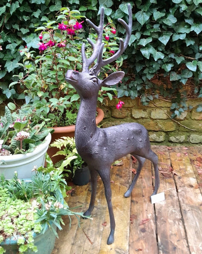 Aluminium Stag Garden Sculpture Ornament Cast Aluminium With Aged Finish