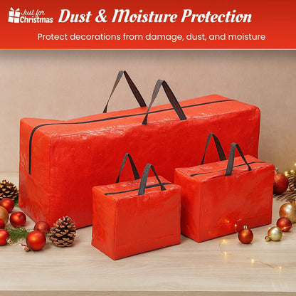 Christmas Storage Bags Xmas Tree Decorations Storage Zipper Bags with Handles x3