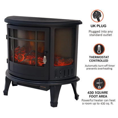 Electric Fireplace Log Burning Flame Effect Stove Fire Heater Thermal Wood