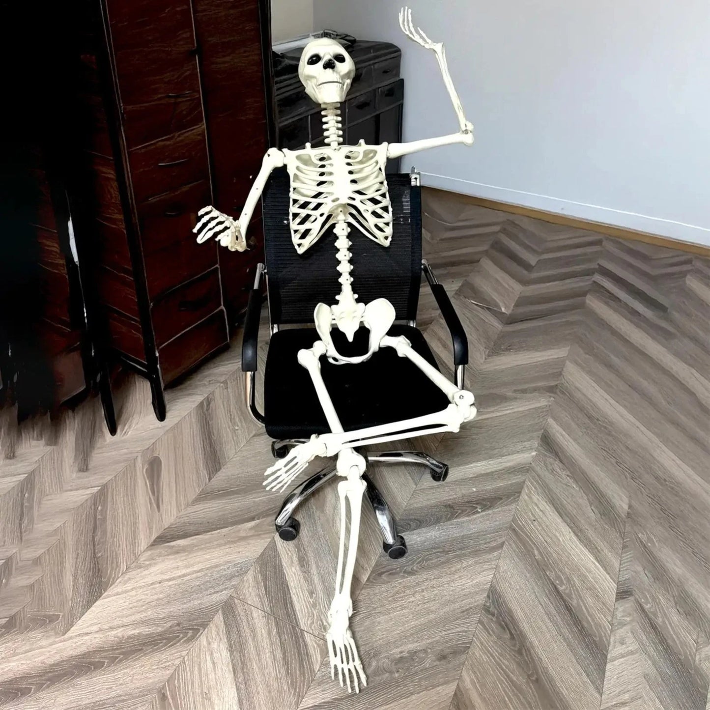 Halloween Human Skeleton Poseable Full Life Size Decoration Party Prop 90 cm
