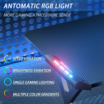 Gaming Desk LED RGB Computer Table Workstation w/ Cup Holder & Headphone Hook