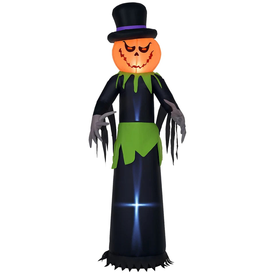 8FT Tall Halloween Inflatable Pumpkin Ghost in A Hat