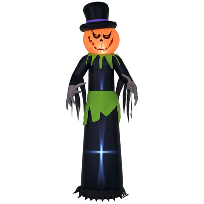 8FT Tall Halloween Inflatable Pumpkin Ghost in A Hat