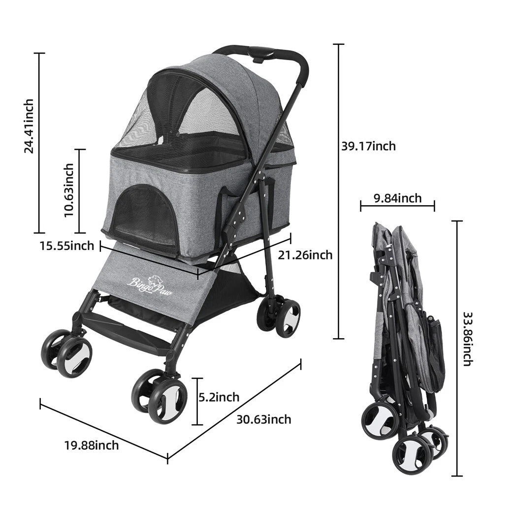 XXL Pet Stroller Pram Dog Carrier Trailer Stroller Travel Walk Carrier Load 30kg