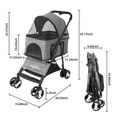 XXL Pet Stroller Pram Dog Carrier Trailer Stroller Travel Walk Carrier Load 30kg