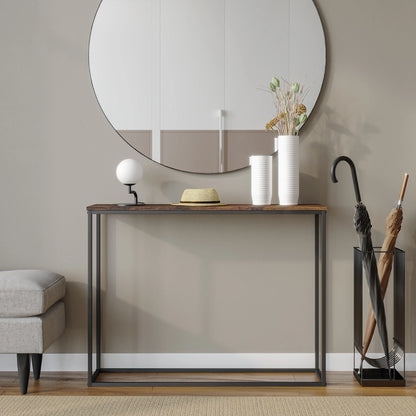Wooden Free Standing Hallway Console Table Living Room Shelf Display Metal Legs