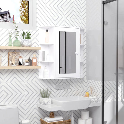 Wall Mounted Bathroom Cabinet with Mirror Single Door Storage Shelves