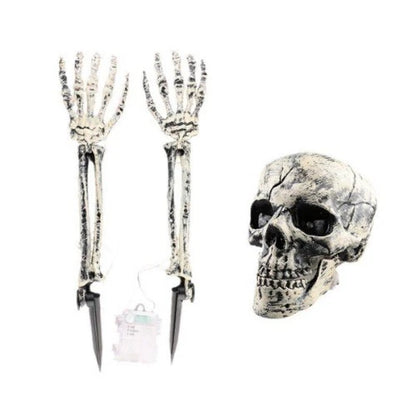 Skeleton Bones Prop Ground Breaking Scary Halloween Decoration Human Skull Party