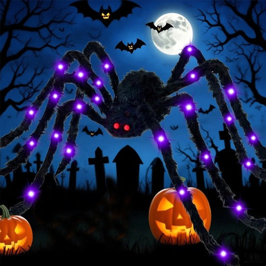 Halloween Prop Spider Decoration 150CM 8 Mode Light Up Giant Spider, Realistic