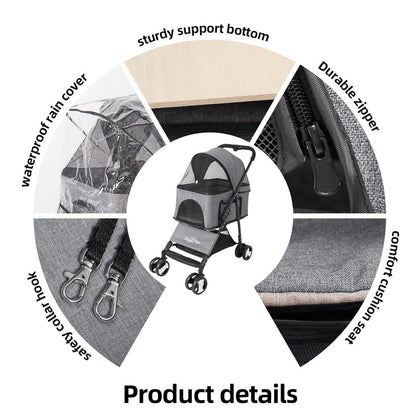 XXL Pet Stroller Pram Dog Carrier Trailer Stroller Travel Walk Carrier Load 30kg