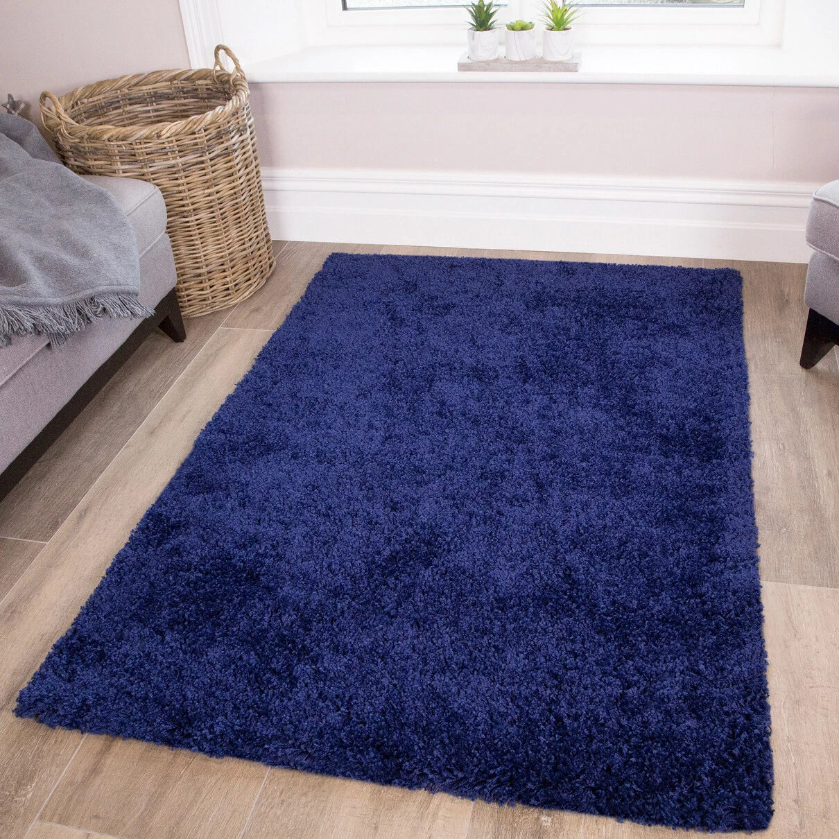 Sale Fluffy Navy Dark Blue Blue Shaggy Rug Soft Thick Large Small